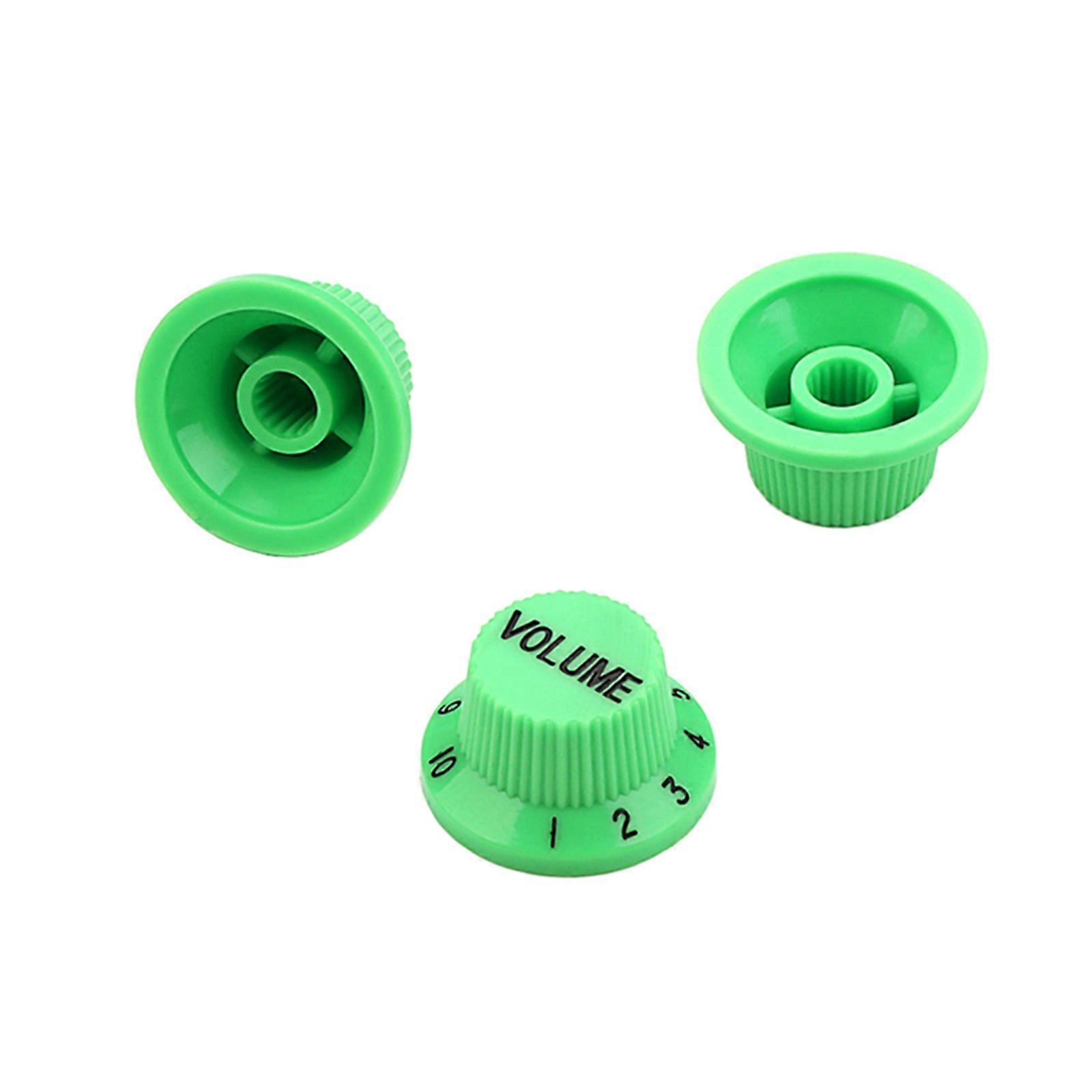 3pcs Plastic Top Hat Knobs Guitar Speed Control Knobs Volumes Tone Control Knobs Clear Bells Knobs Electric Guitar Part  Green