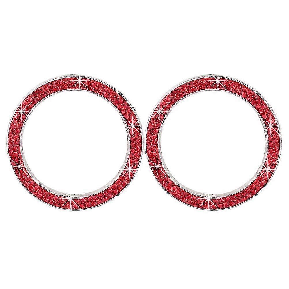 2PCS Car Ignition Button Ring Sticker Engine Start Stop Button Ring Decal Crystal Bling Rhinestone C