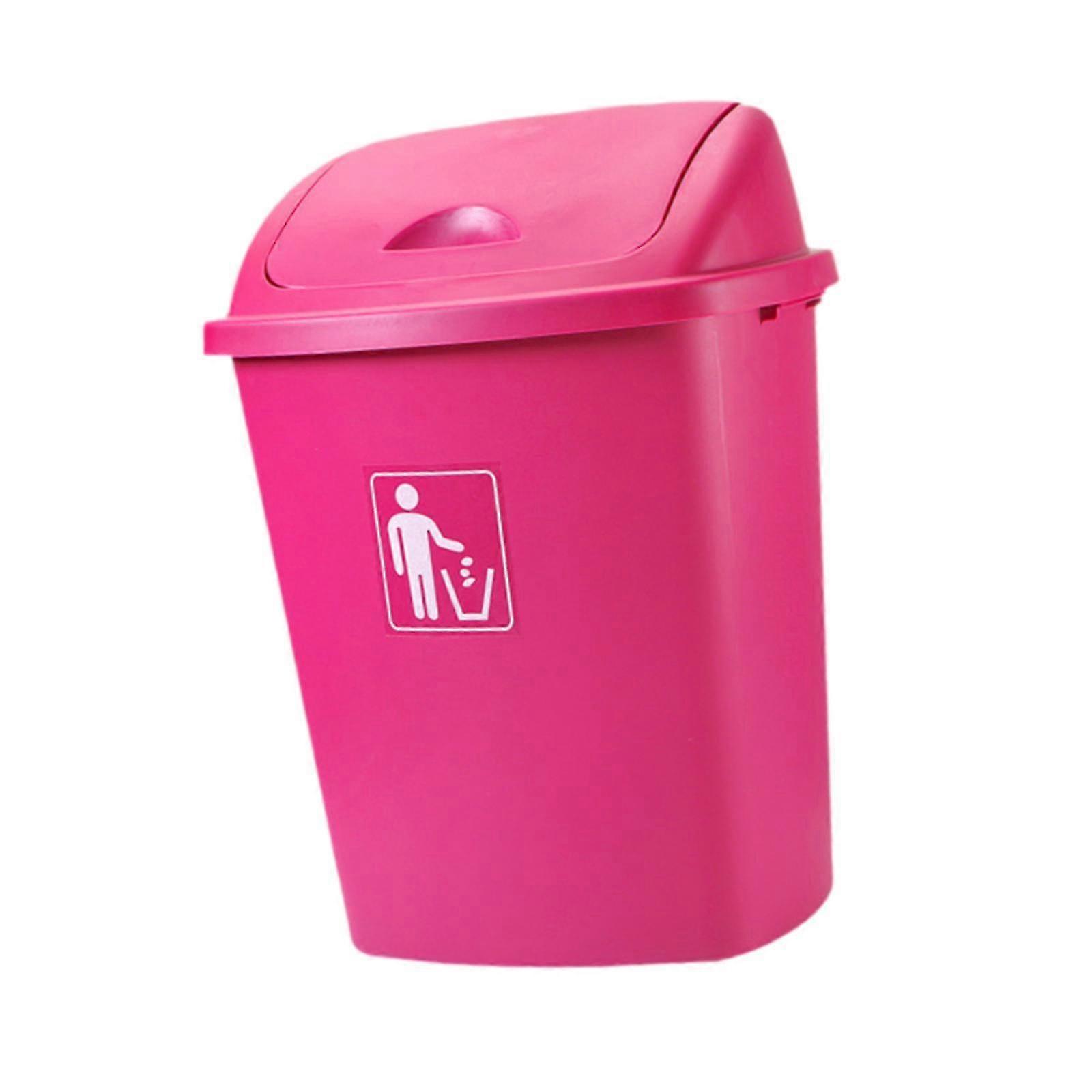 30L Trash Bin with Lid for Office and Restroom Use, Stylish Red Waste Container for Toilet and Bathroom