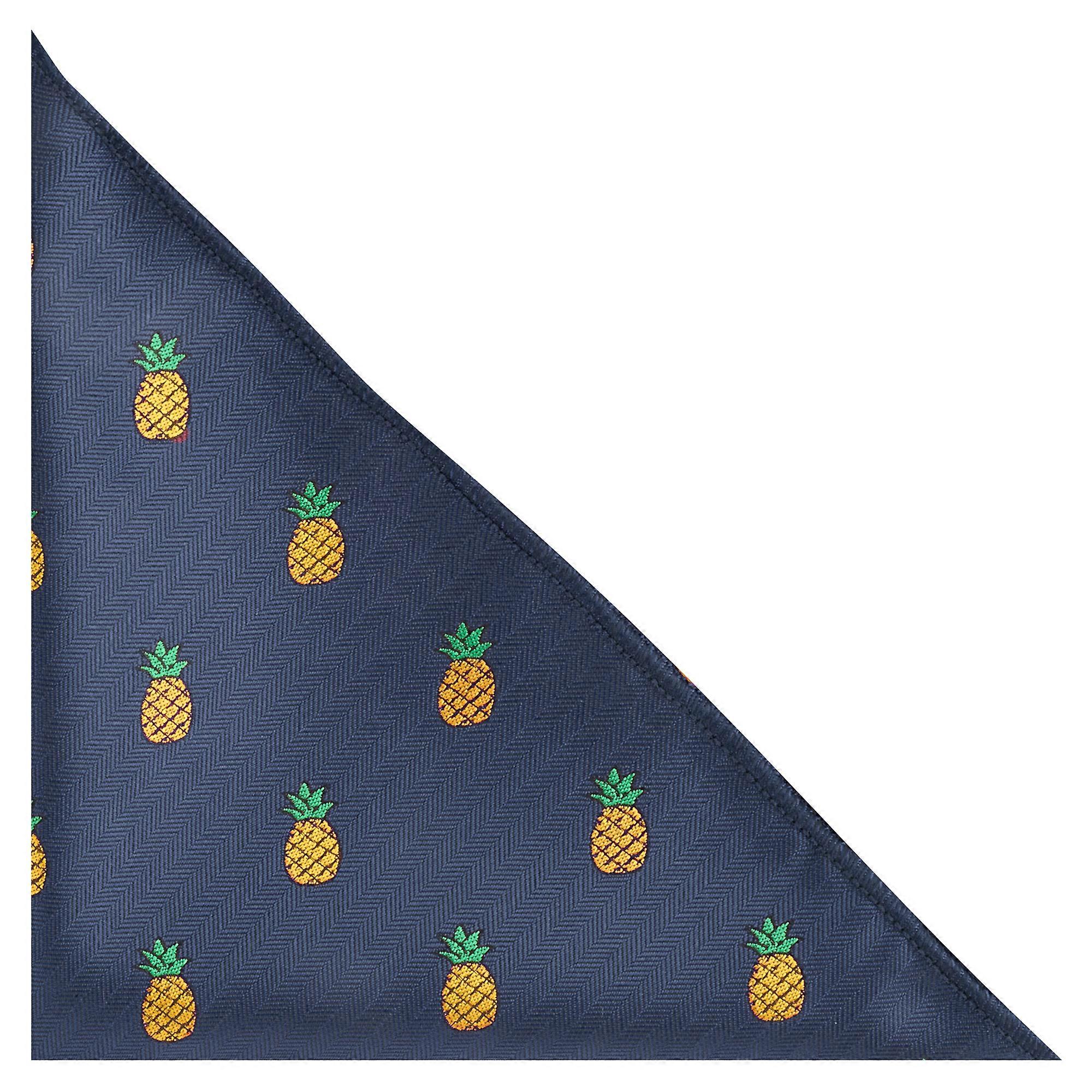 Navy Blue Pineapple Herringbone Pocket Square