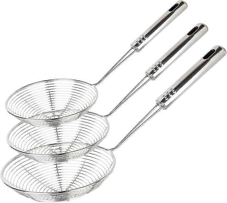 Set di 3 colini asiatici in acciaio inossidabile con cucchiaio e manico, per noodles