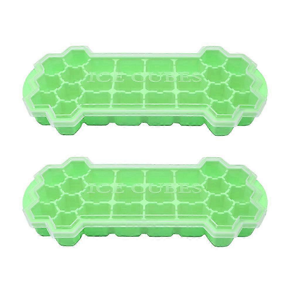 2 Pack Silicone Ice Cube Trays with Lid, BPA Free, Easy-Release for Cocktails & Freezer
