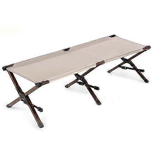 Portable Folding Bed For Adults, Lightweight Camping Cot, Beige Field Bed For Backpacking