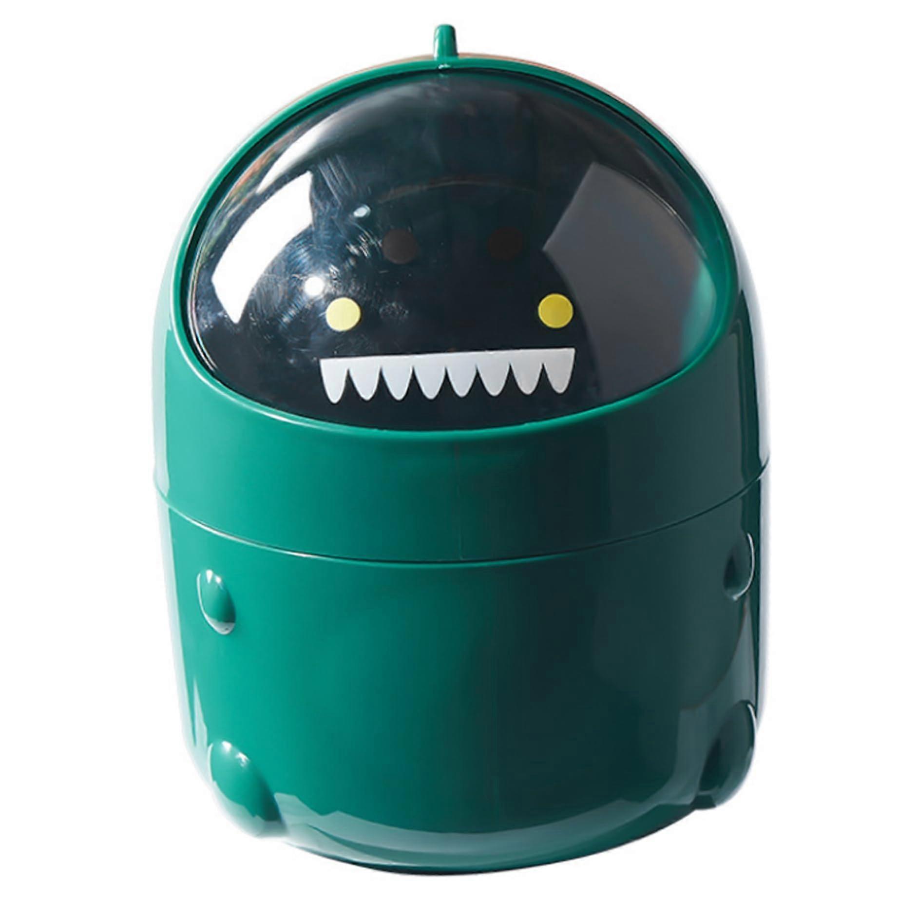 Dinosaur Shape Desktop Trash Can with Lid, Leakproof Plastic Mini Trash Can for Kids, Non-Slip, Ideal for Bedroom, Bathroom, Office