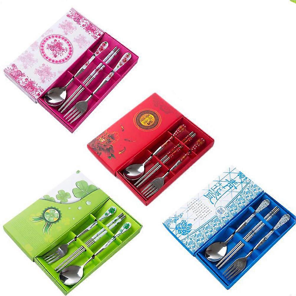 Multipurpose Spoon Fork Tableware Stainless Steel Chopsticks Fork Travelers 3Pcs