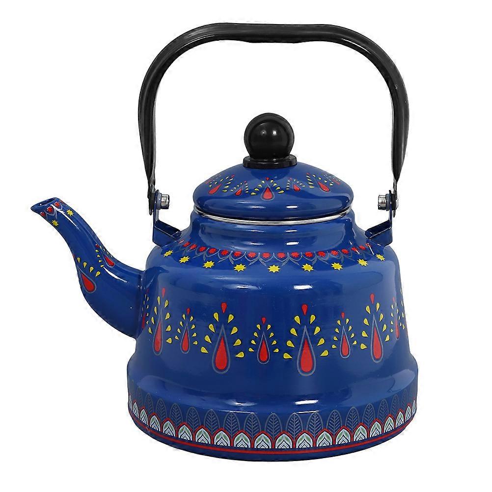 Vintage Tea Kettle Enamel Kettle For Office Use Fast Boiling Blue 17.00X16.00X16.00CM Safe and Reliable 1Pcs