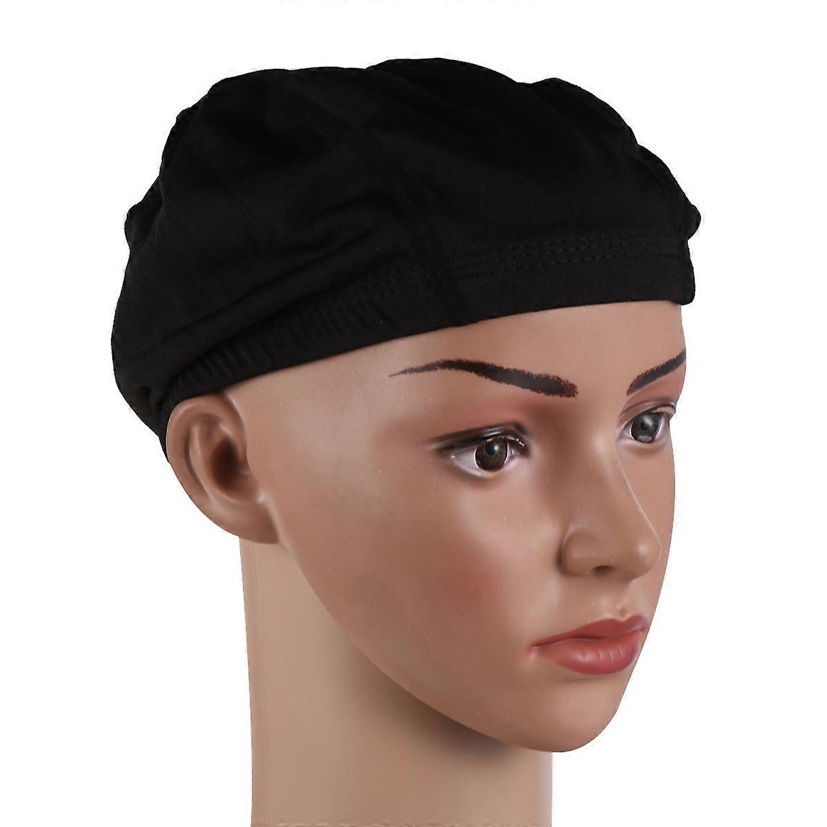Mesh Dome Caps for Wigs Round Shape Stretchy Style Breathable Black Color Hairnet Cap for Wig Styling 5Pcs