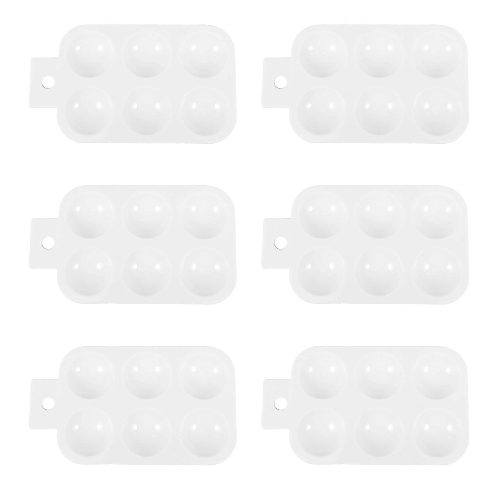 6pcs Plastic Paint Palette Tray with Wells for Color Mixing, Portable Lightweight Art Palette for DIY Crafts, Watercolor Mixing Tray for School