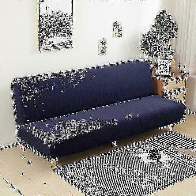 Large Couch Cover for Armless Sofa Bed, Stretchable Slipcover for Folding Futon, Dust-proof Elastic Removable Jacquard Design
