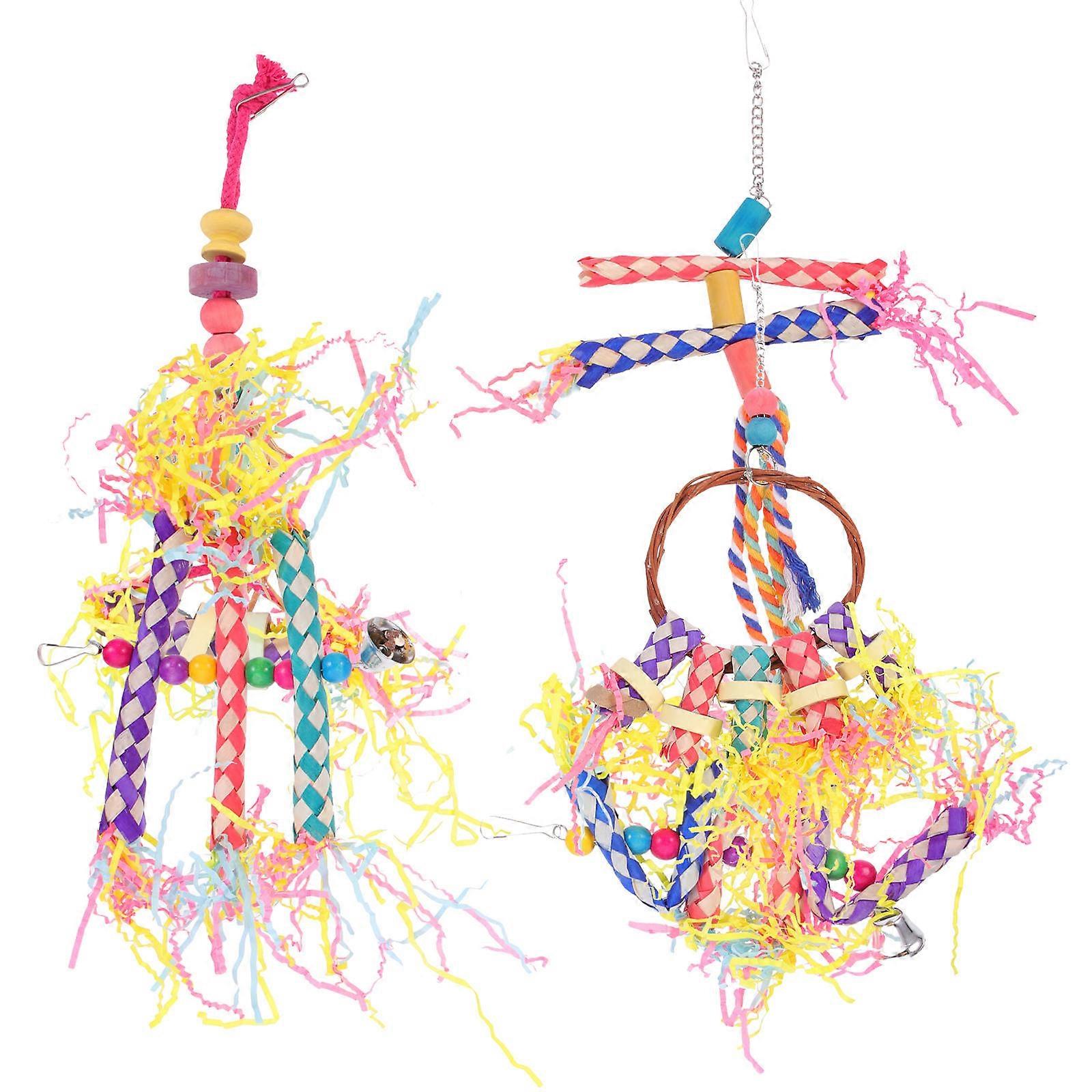 Parrot Biting Toys Parrot Chewing Toy Multi-Colored 32x20cm Chewing Interactive Play 5Pcs