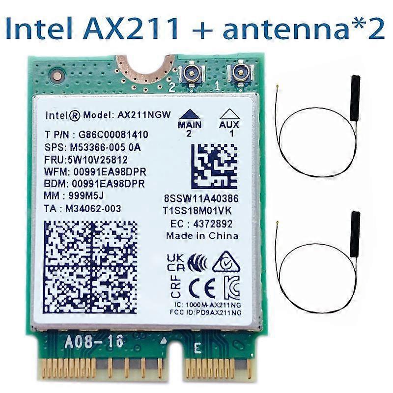 Intel AX211NGW Tri Band 2.4G/5G/6Ghz WI-FI 6E Wireless  Wifi Card Network Adapter  BT 5.3 Intel AX211