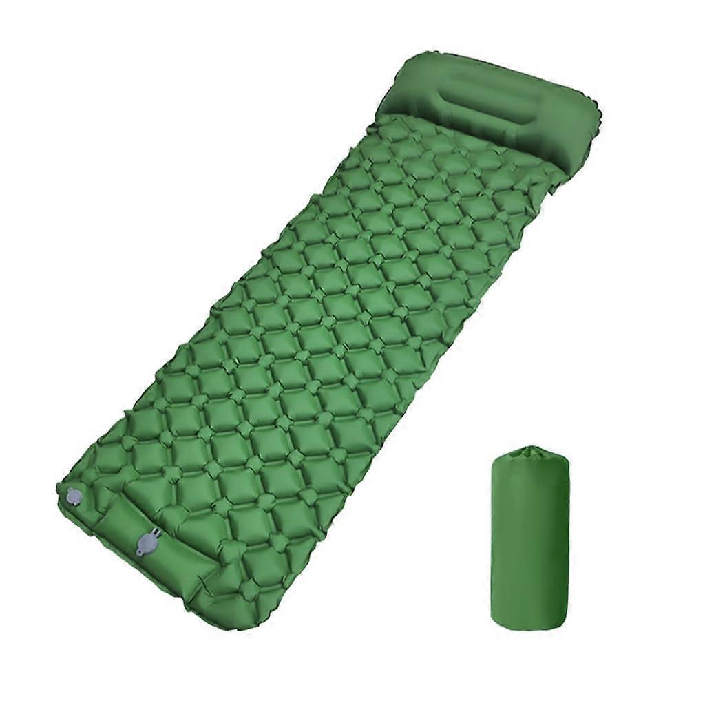 Foldable camping mat, inflatable, backpacking, camping mat with pillow, lightweight, waterproof, camping mat Bring pillow Green