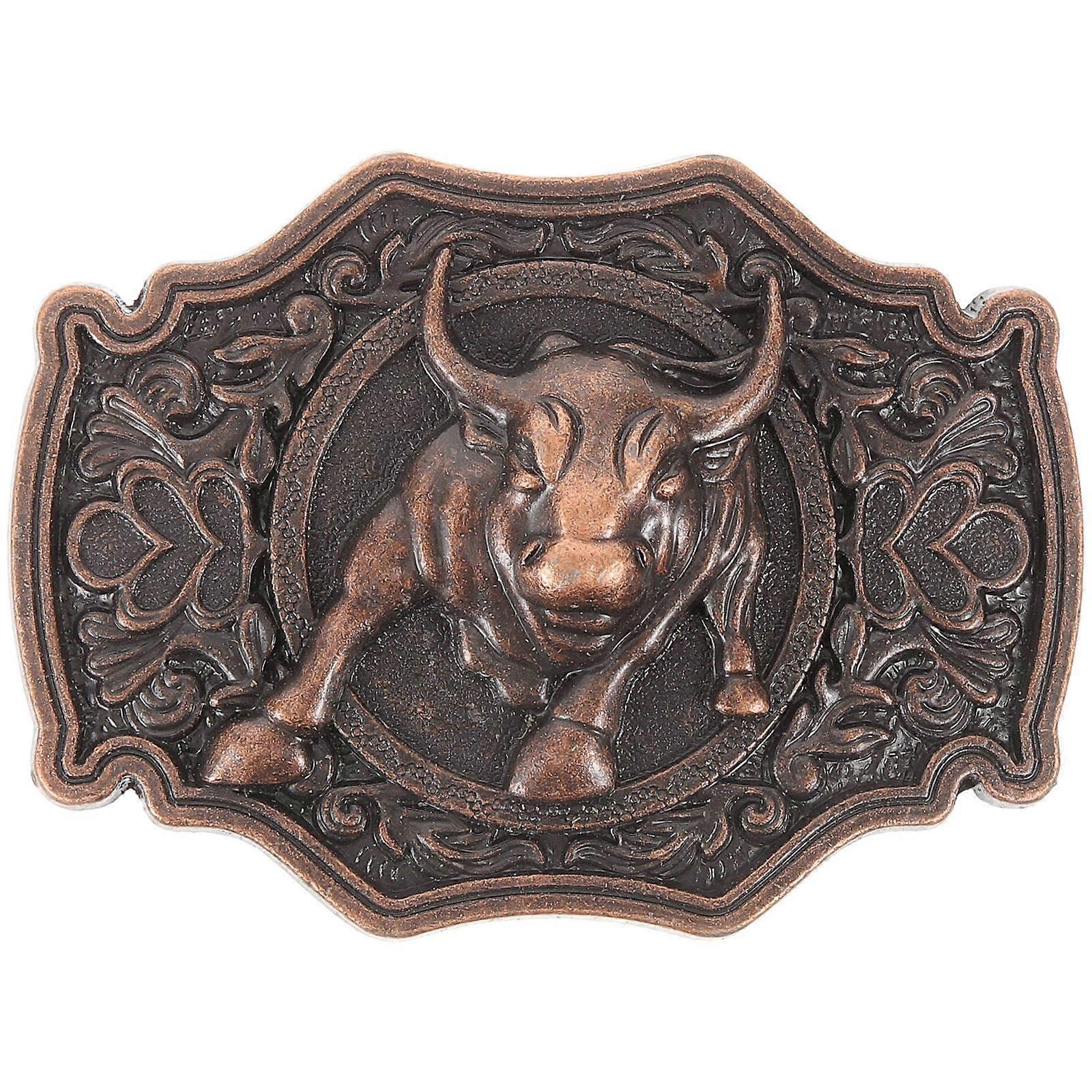 Men Belt Buckle Retro Cow Head Shape Alloy Replacement 3.1×2.4×0.2in 1Pack