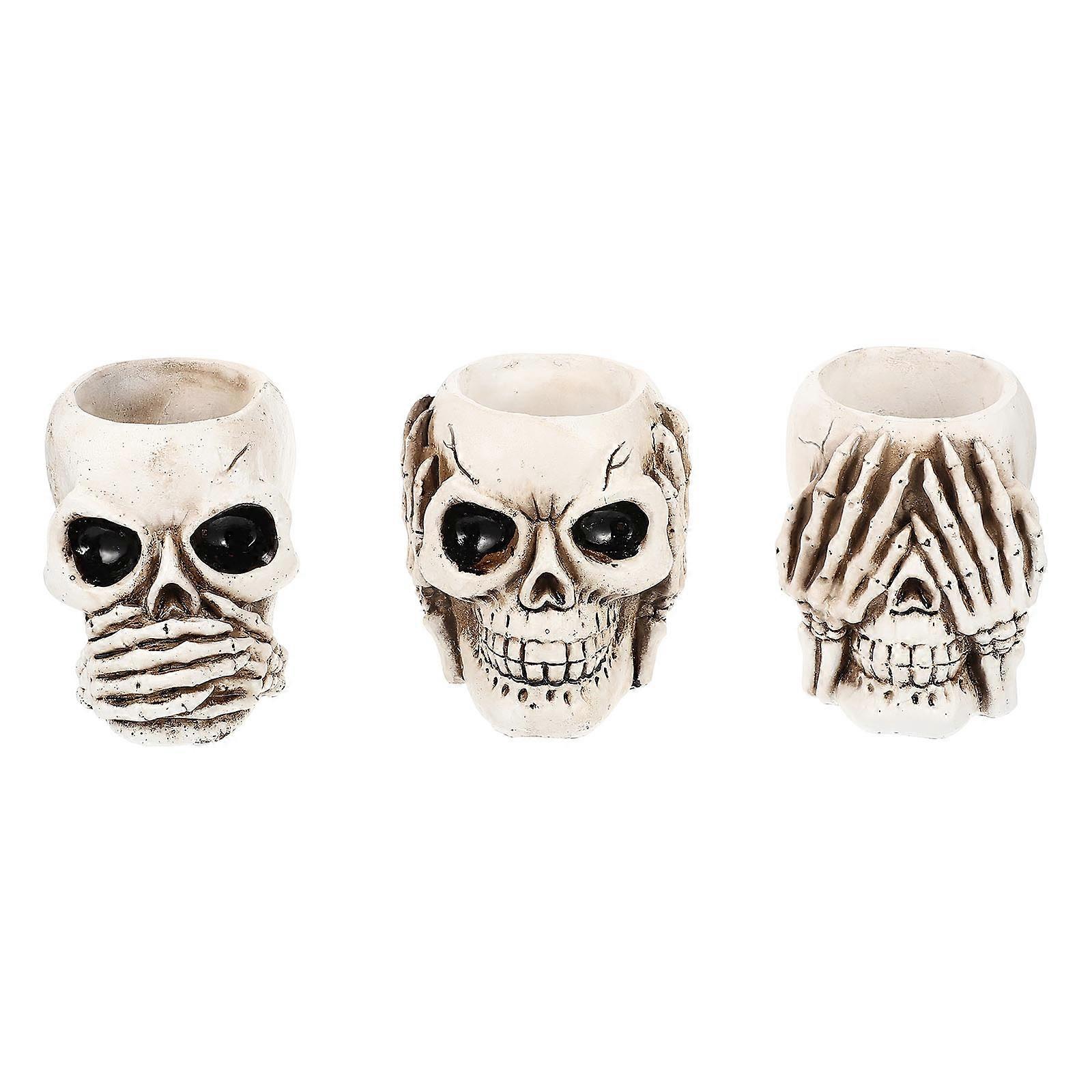 Halloween Skull Flower Pots Resin Planter Home Supplies 8.5X7.5cm Decorating 3Pcs
