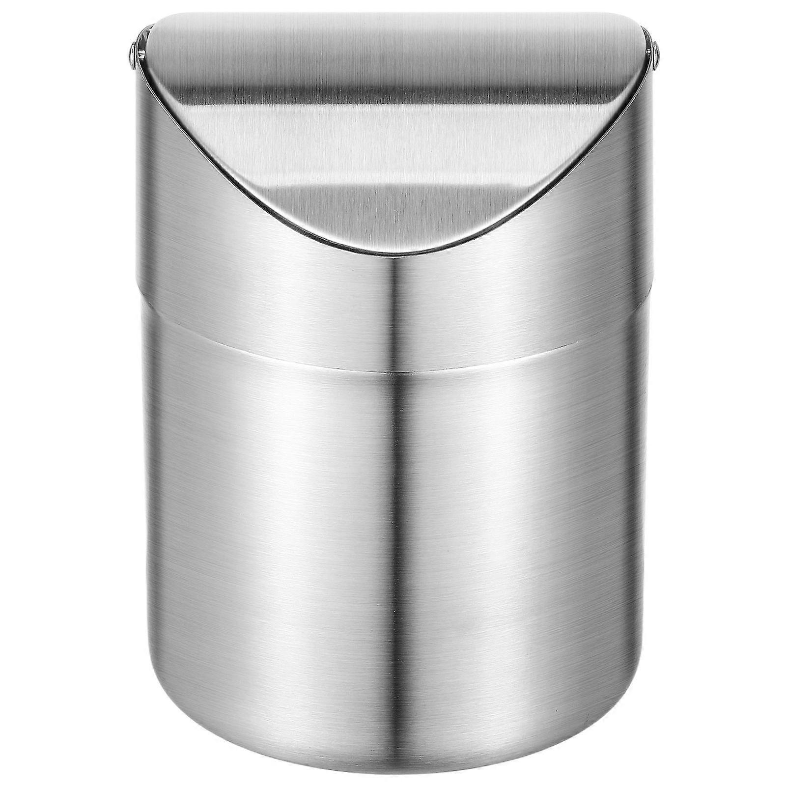 Sturdy Mini Stainless Steel Trash Can for Cars – Compact, Windproof, Portable Litter Bin for Tissues, Wastepaper, and Small Trash in Vehicles