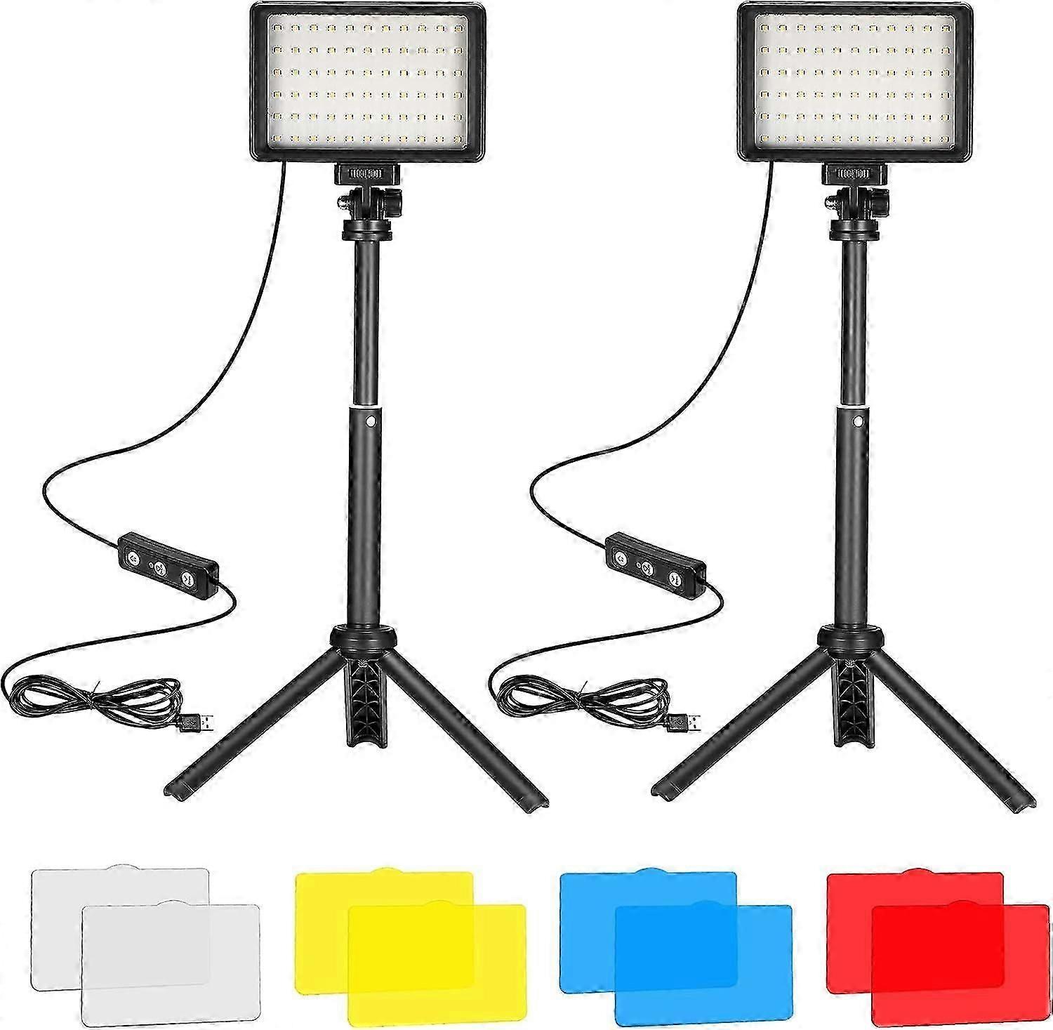 LED Video Light - 5600K Dimmable with Mini Tripod (2 Pcs)