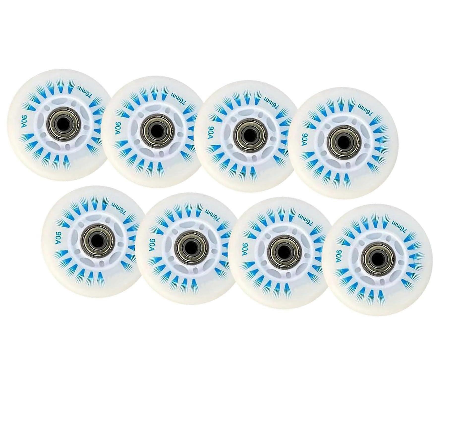 Inline Skate Wheels Set for Indoor/Outdoor Use, 72mm Blue LED Light Wheels with Magnetic Core and 90A Bearings, Pack of 8