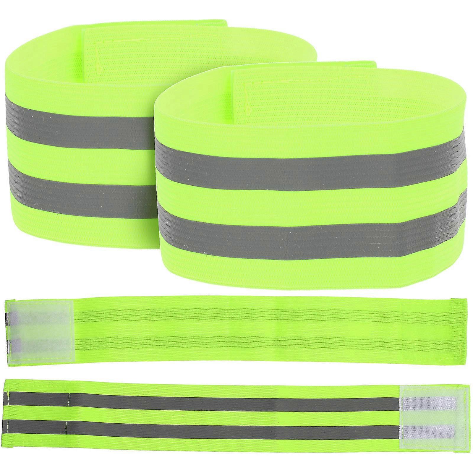 Reflective Wristbands High Visibility Reflective Straps Safety Enhancement 4Pack Green Elastic Webbing For Night Running Cycling Walking