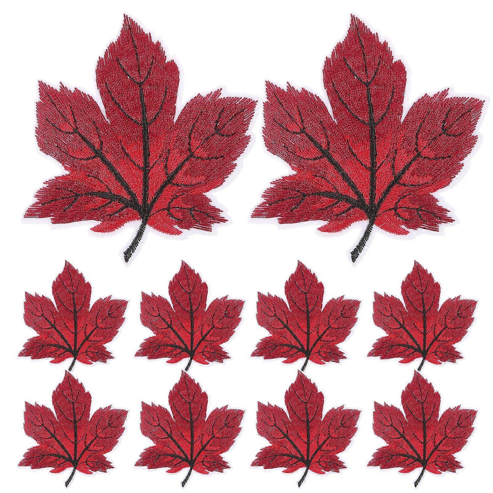 10pcs Iron On Patches Maple Leaf Embroidered Appliques Maple Leaf Patches for Clothes