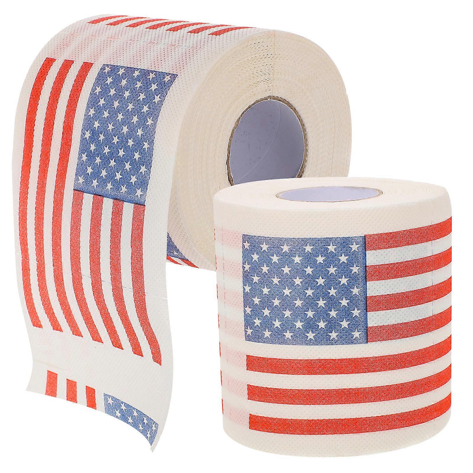 Multipurpose Toilet Paper Roll American Flag 150 Sheets 3-Ply 2 Rolls