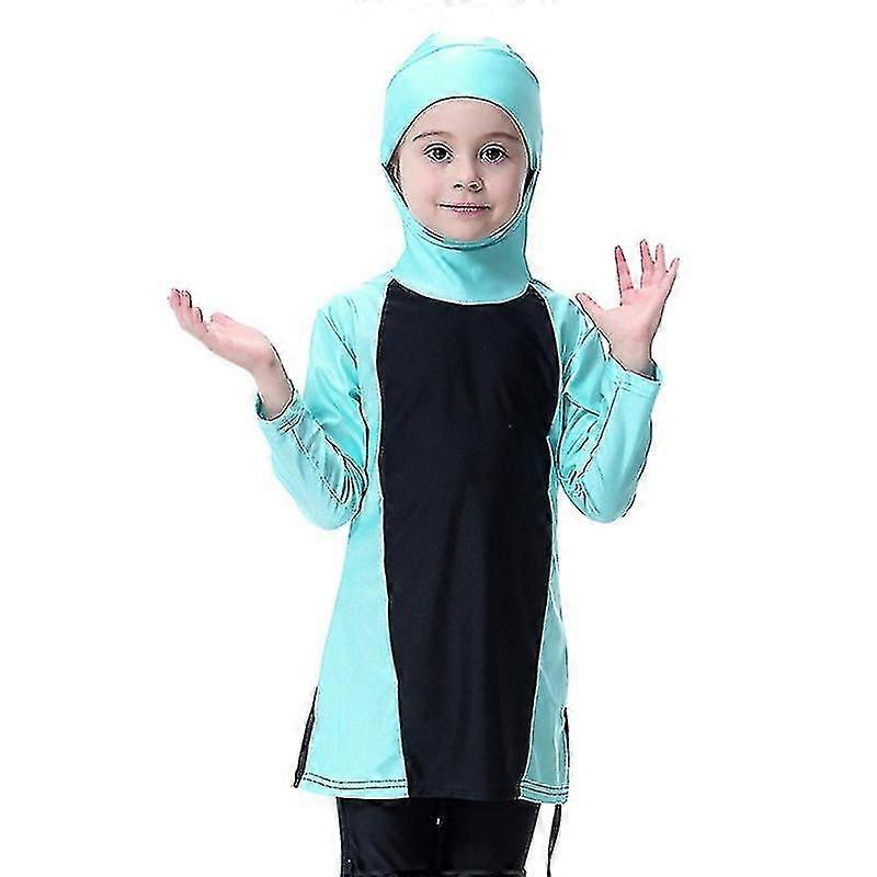 أطفال بنات مسلمات إسلامية ملابس سباحة بدلة سباحة متواضعة بوركيني الاستحمام غطاء كامل