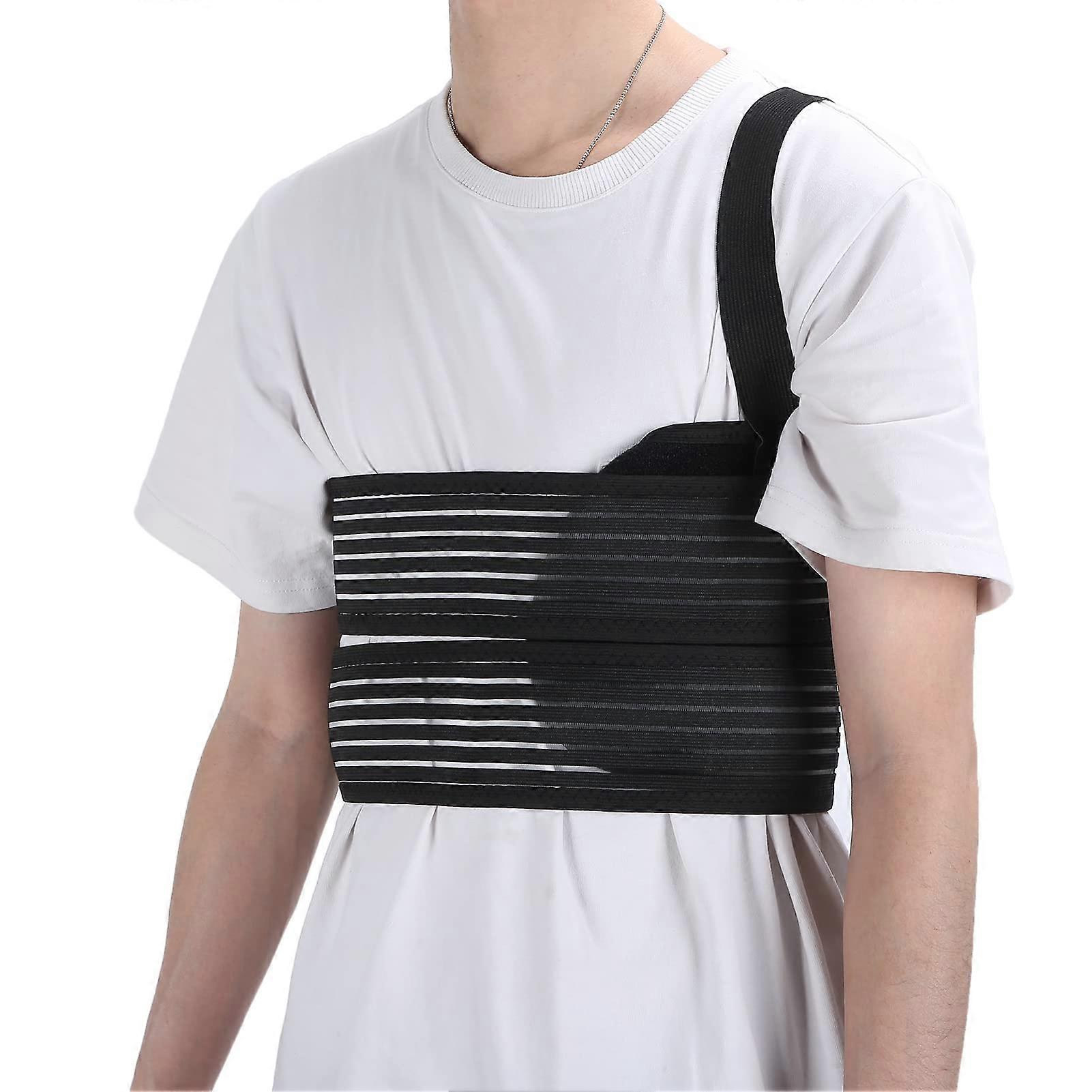Broken Rib Bandage, Elastic Rib Belt, Breathable Adjustable Rib Chest Bandage for Men and Women (L)