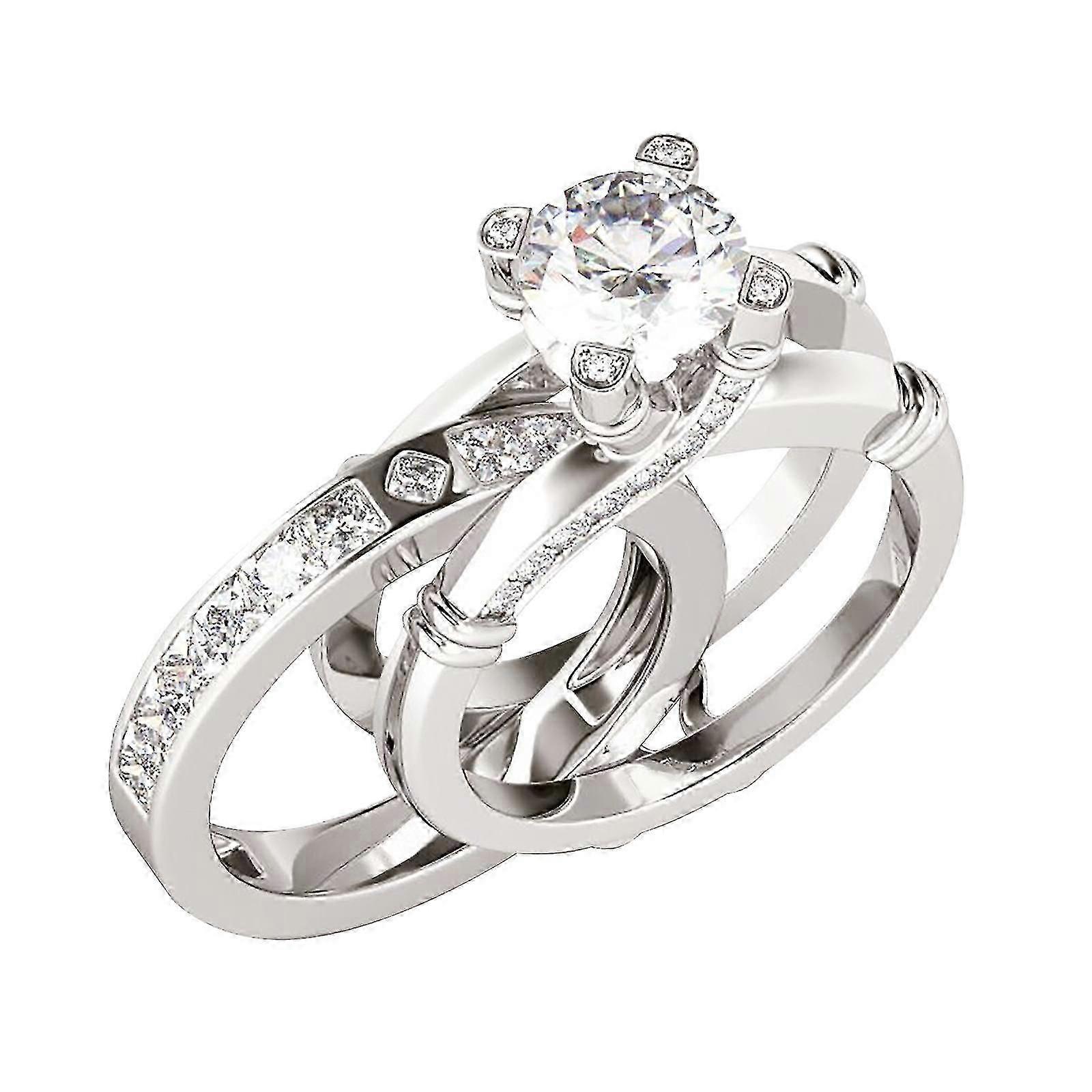 2 In 1 Creative Combination Ring Set With Zircon And Versatile Fashion Ring