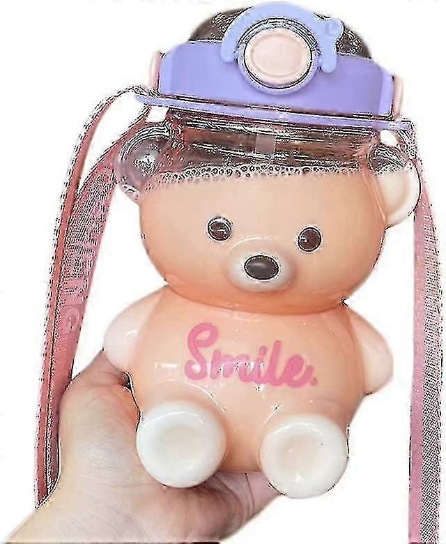 Brocca d'acqua kawaii a prova di perdite con cannuccia e tracolla regolabile per viaggi in campeggio