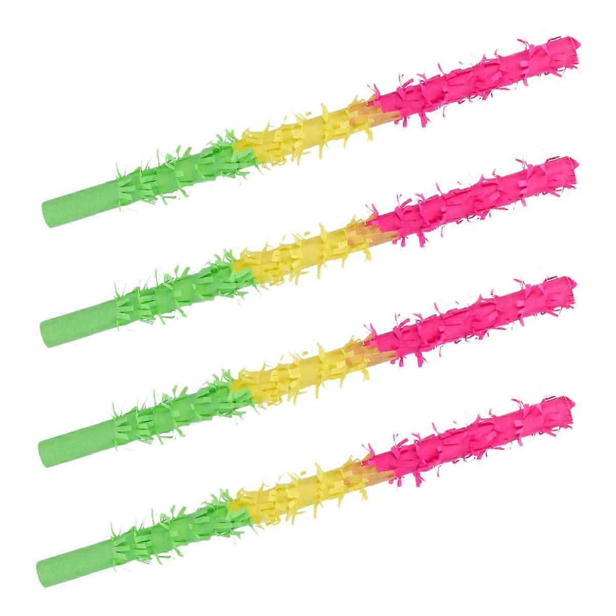 4-Piece Colorful Piñata Stick Set for Birthday Parties, Lightweight and Convenient Party Accessories