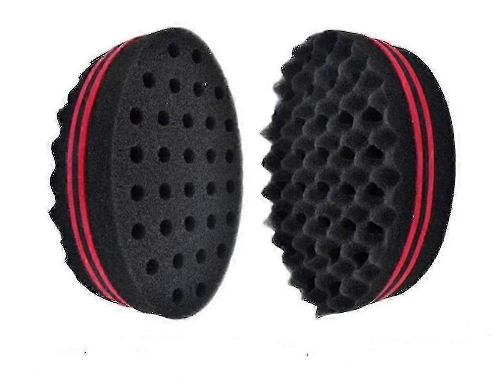 2pc Double Side Barber Hair Brush Sponge for Afro Curl Twist Dreads and Coil Waves