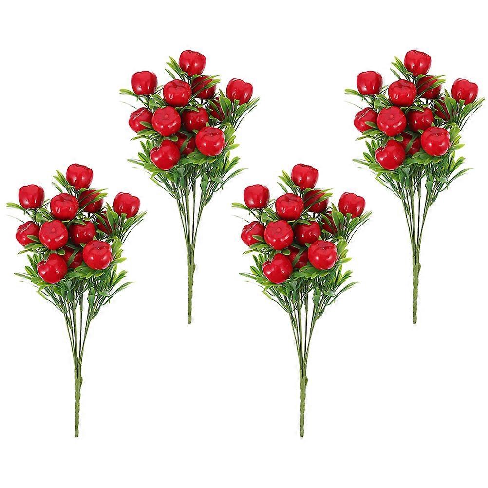 Artificial Branches for Decor 4Pcs Faux Fruit Branches in Red Color
