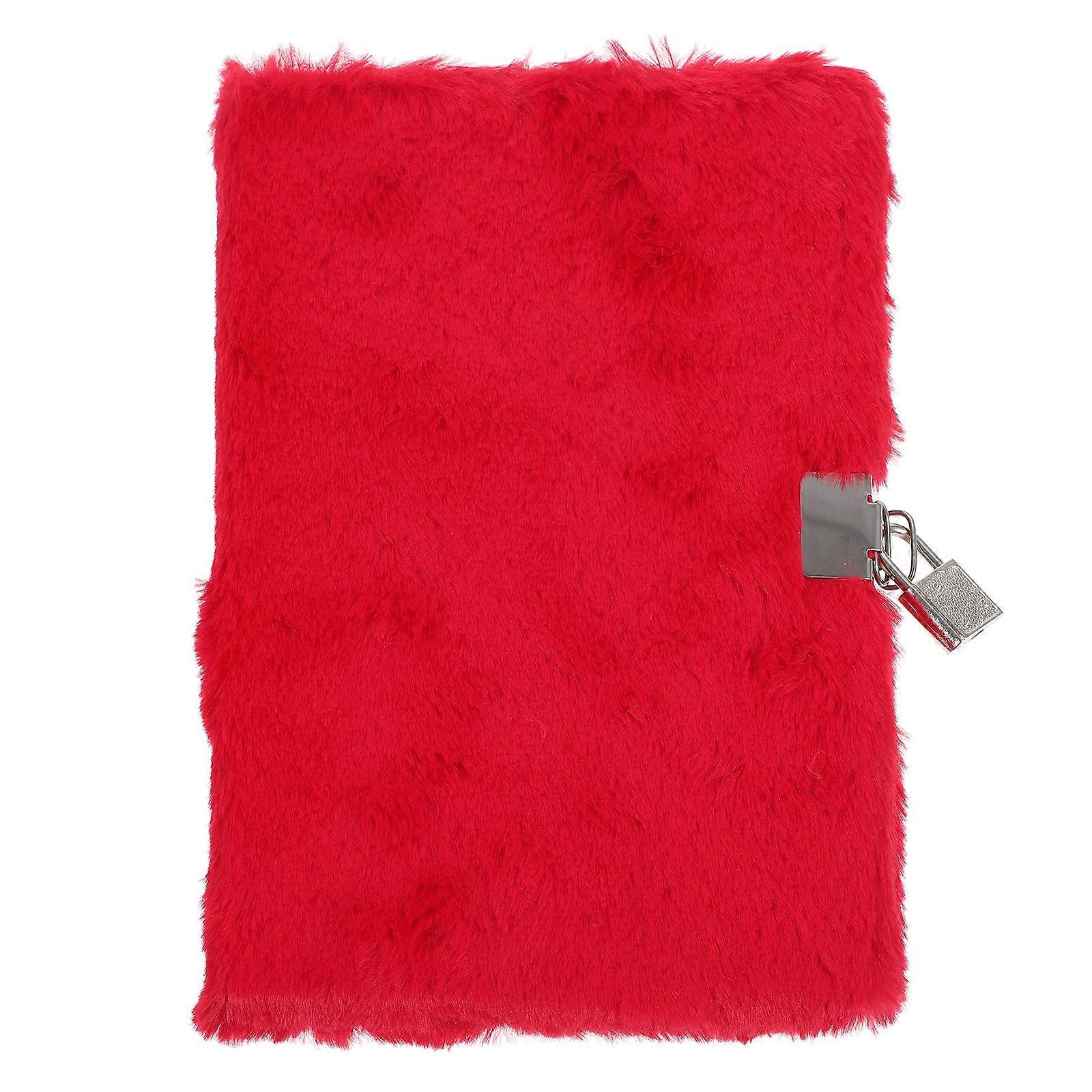 Creative Plush Student Notebook with Lock – Versatile Diary Planner for Office, Journaling & Daily Organization – Red Rosy Design