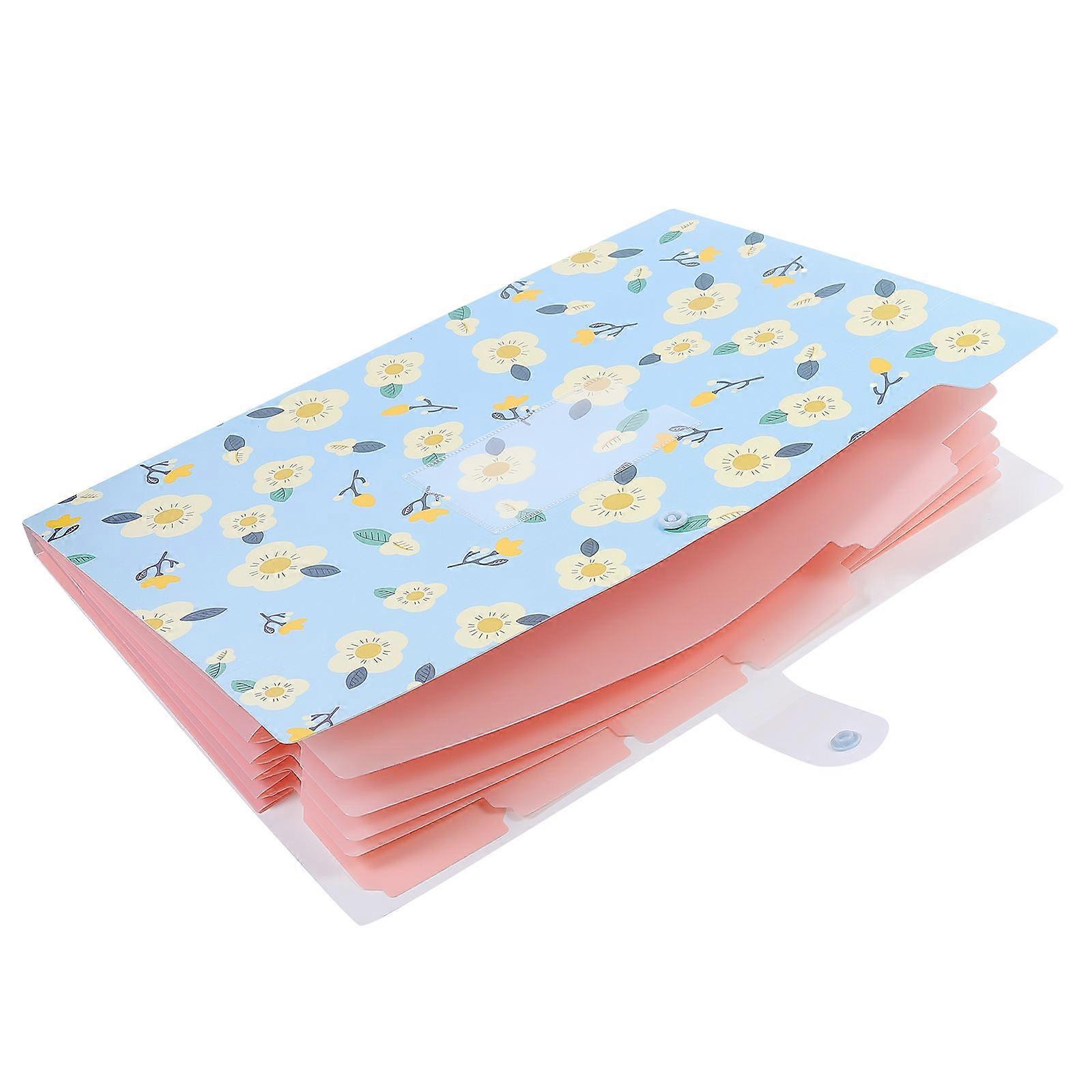 Multi Layer Plastic File Folder with Floral Design, Expandable Document Organizer for Office and School Use, Compact Storage Solution