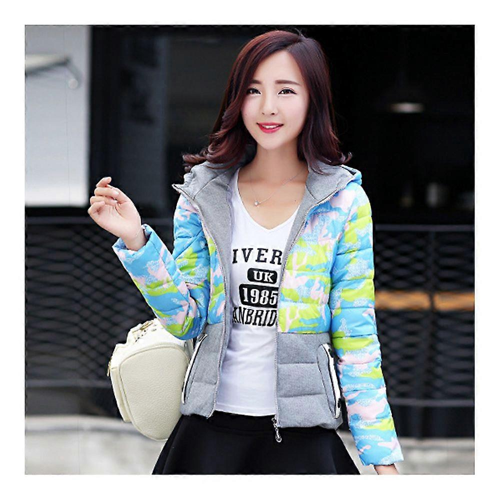 Light Thin Down Coat Hoodied Camouflage Short