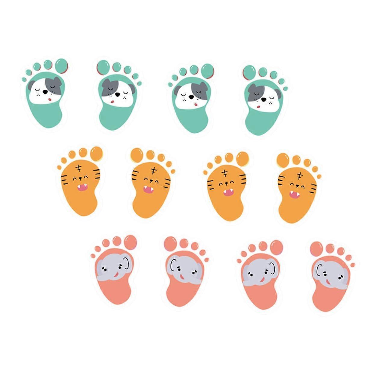 Small Footprint Stickers for Nursery, Partial, SelfAdhesive, Bright Colours for Floor Markings and Nurseries, Pack of 12