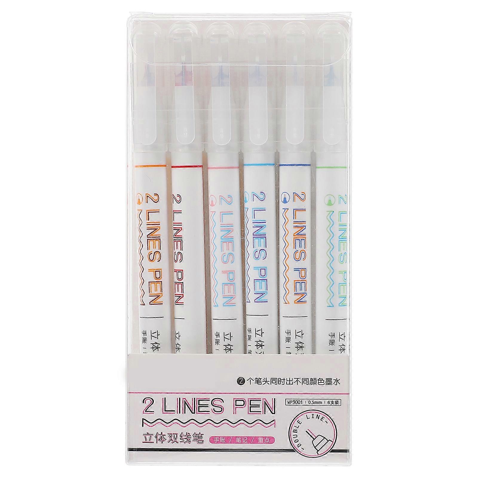 DIY Projects Double Line Pen Ergonomic Handle Design For Photo Albums Planner Students Teachers 6Pcs