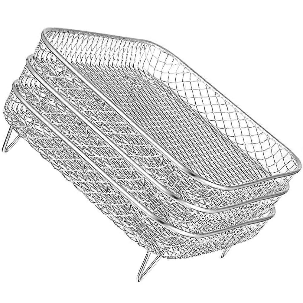 3pcs Stainless Steel Air Fryer Grill Rack – Heat Resistant, Non Stick, Versatile Barbecue Accessory for Easy Cleaning