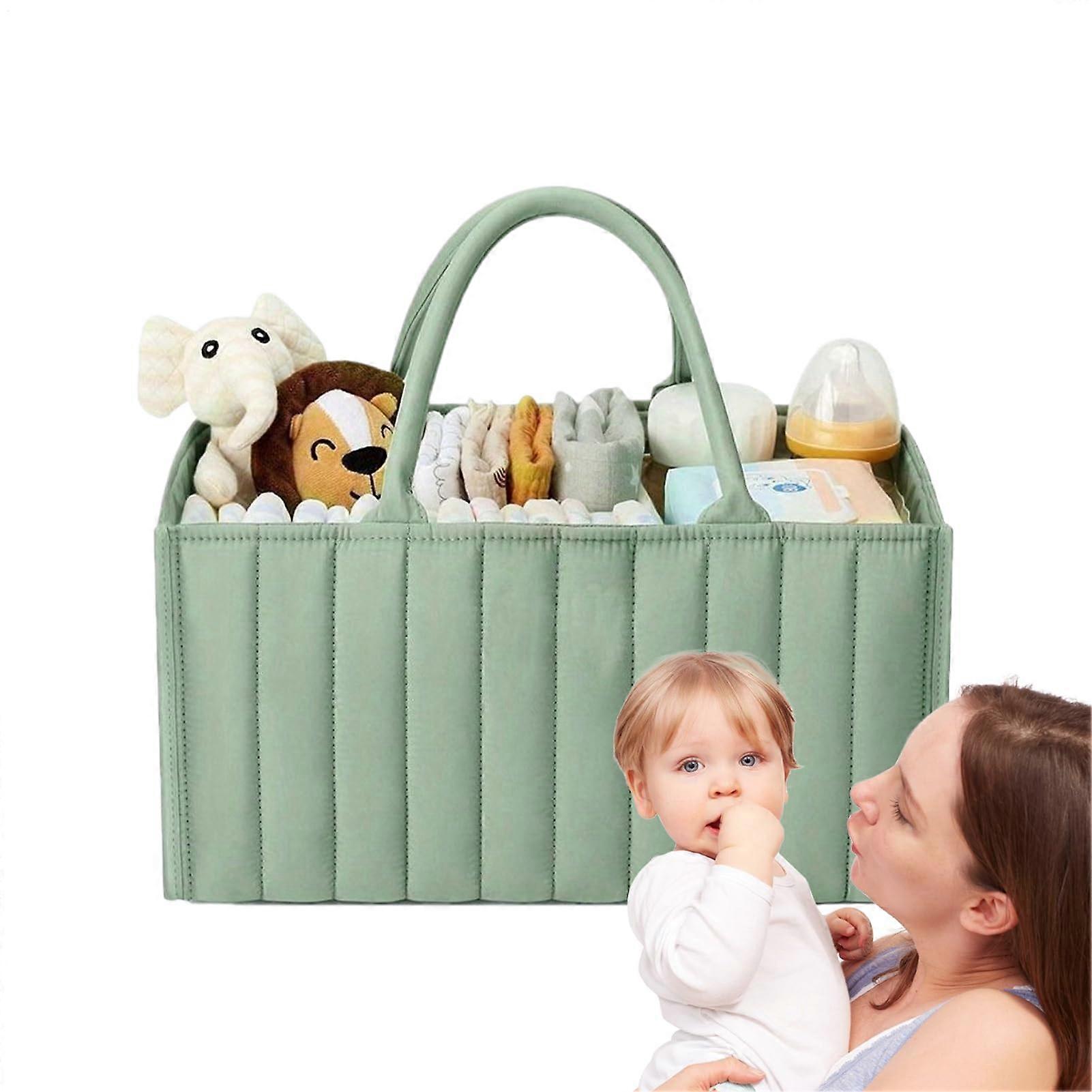 Nappy Caddy, Baby Basket Feels Baby Caddy Organiser, Portable, Foldable with Handle, Safe Waterproof Storage for Nursery at Bedside Table at Night