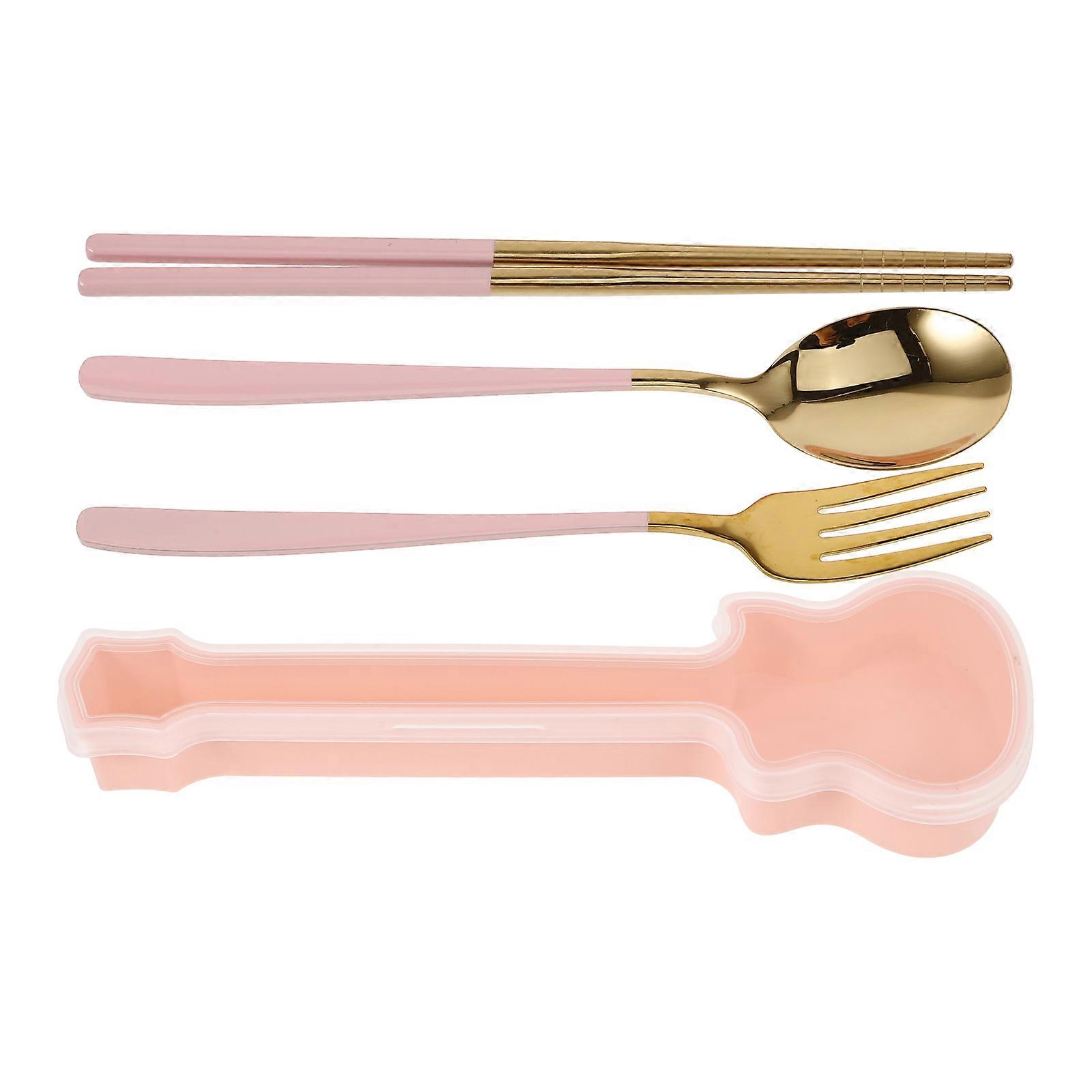 Travel Utensil Set With Case Portable Utensil Set For On The Go Dining Guitar Shaped Box 20 50X4 00X1 00CM 1Set