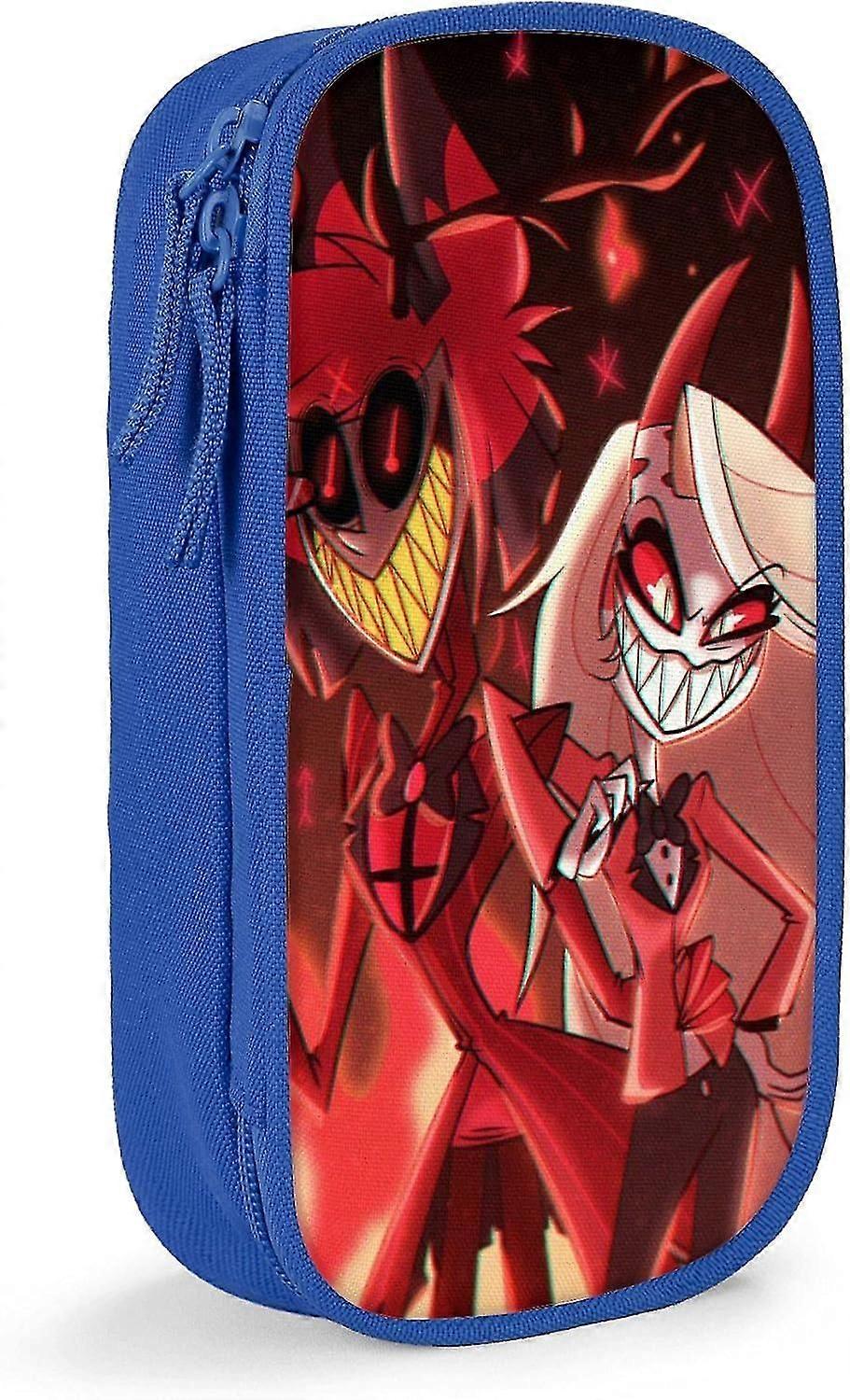 Hazbin-Hotel Pencil Case, Big Capacity Pen Bag με διπλό φερμουάρ Μαύρο-Hazbin Hotel4-Blue SAOE010815