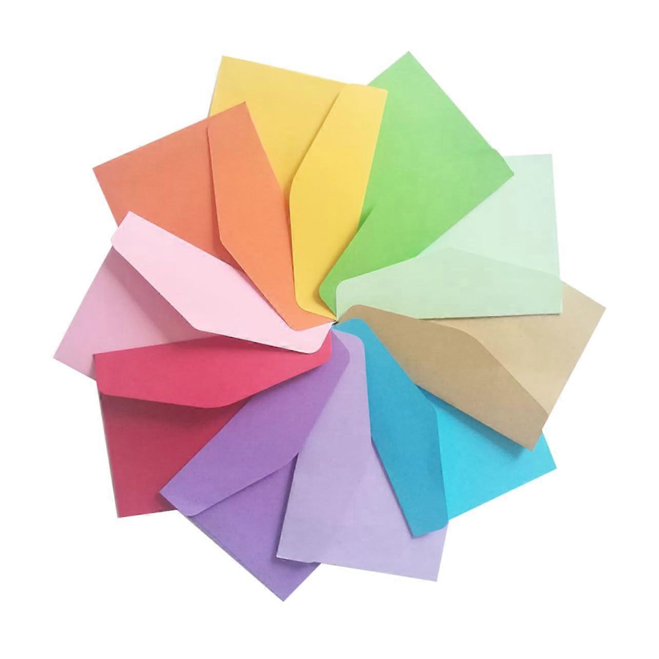 60 pieces mini colored unprinted envelopes, colorful envelopes for cards and invitations, random colors for craft projects and postcards.
