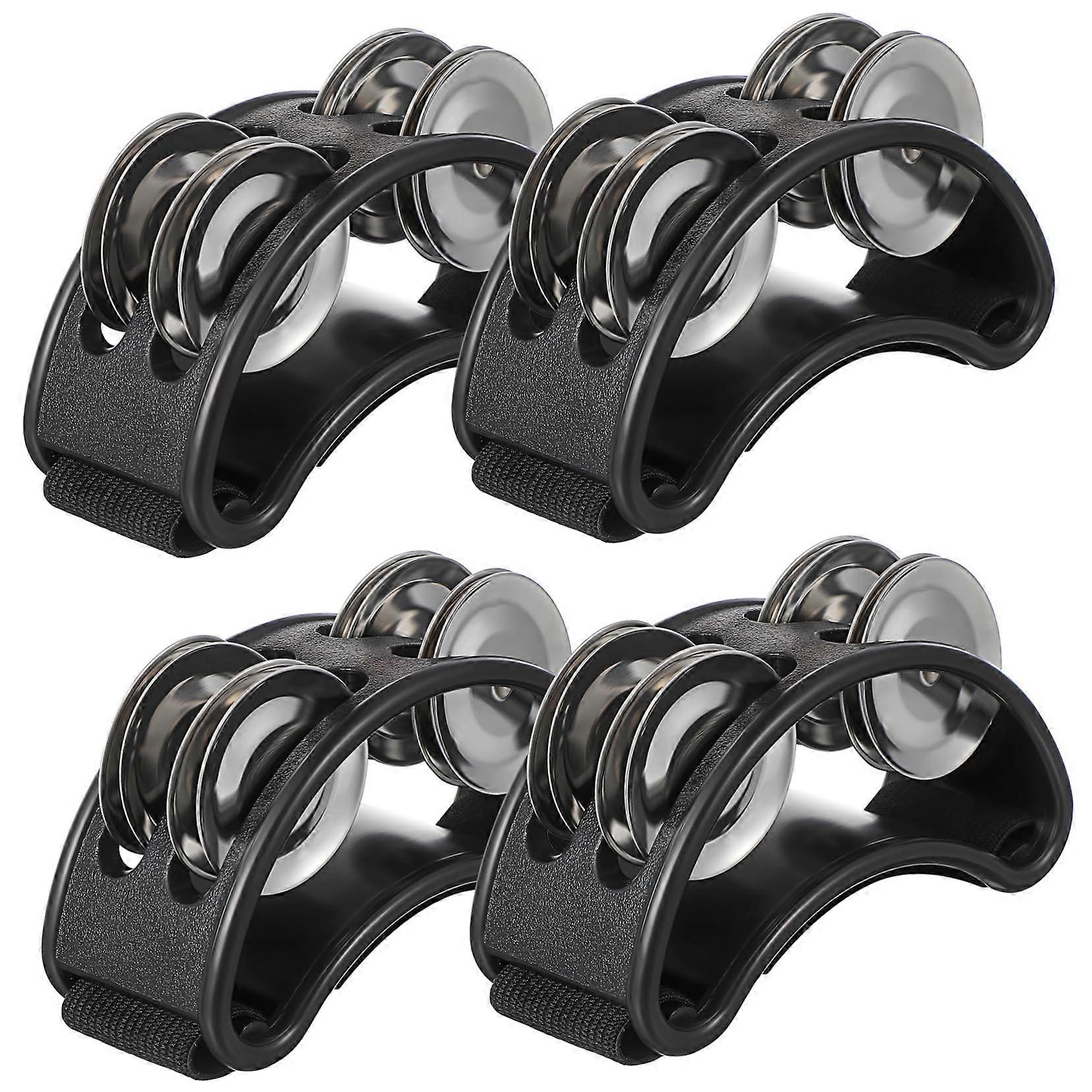 Tambourine Rattles Shake Music for Adults Shoe Tambourine Nylon Black