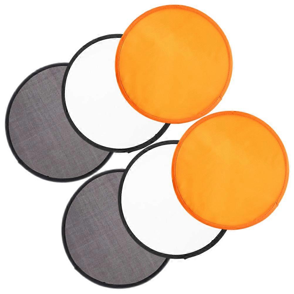 Folding Fan Circular Design Simple Lightweight Cloth Material Summer Party Prop 25.00X25.00X0.20cm Orange 6Pcs
