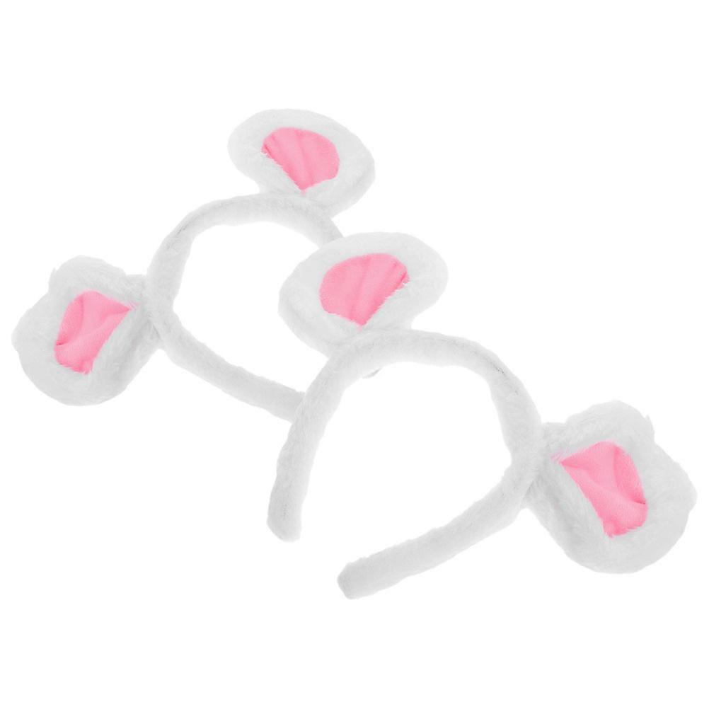 White Mouse Ears Headband for Party 2Pcs Soft Plush Cartoon Accessory