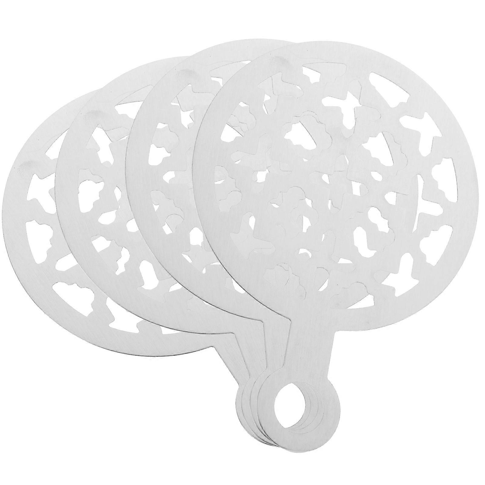 Diy Cappuccino Stencils Silver Color Coffee Making Tools For Advanced Printing Technology 4Pcs