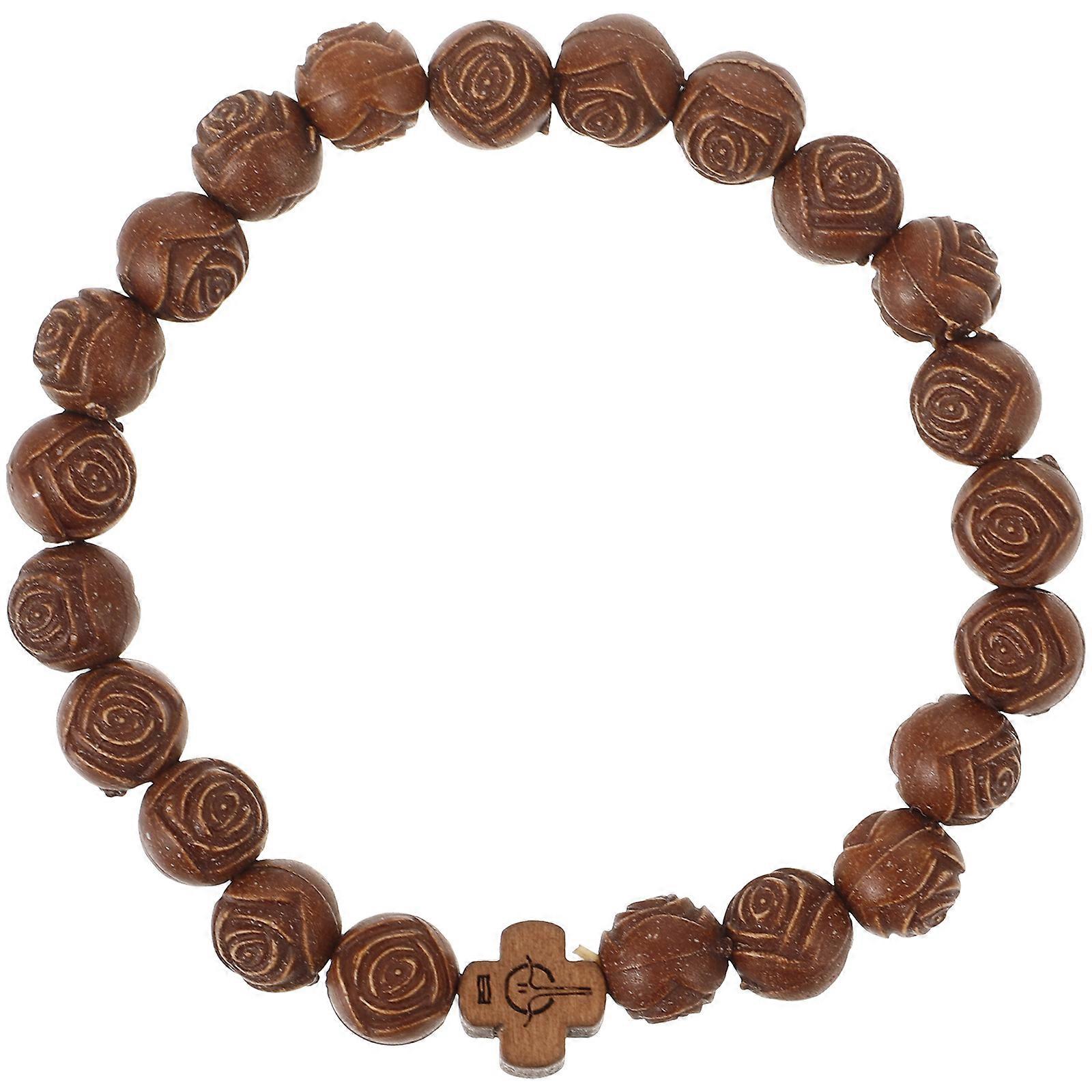 Fashionable Bead Bracelet for Men and Women Coffee Color Smooth Surface Resin Material One Size