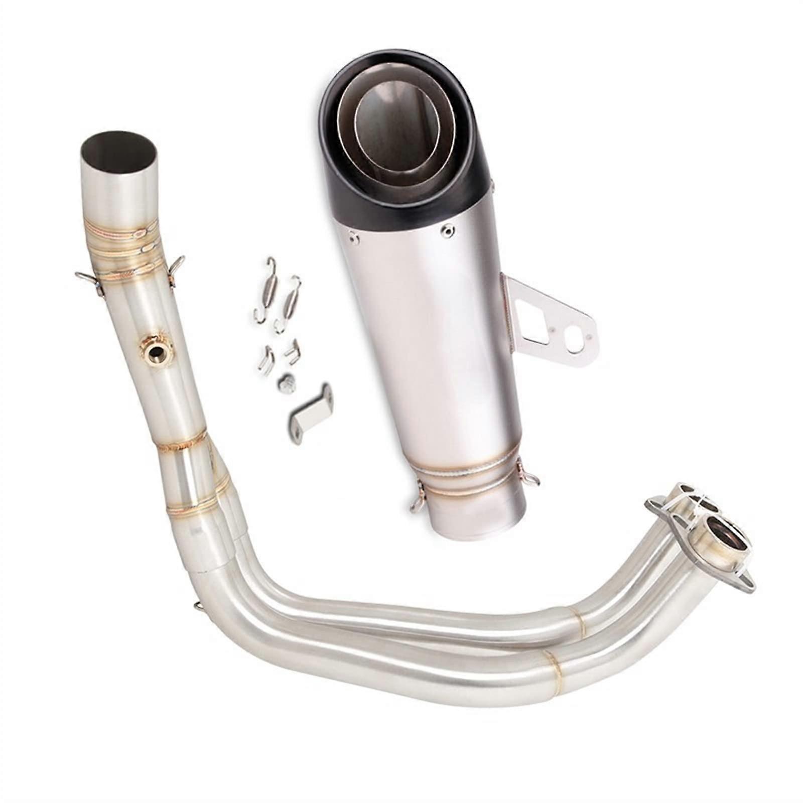 Slip On Motorcycle Exhaust System for Yamaha YZF-R7 MT07 FZ07 2021 2022 2023, 51mm Front Connecting Pipe, 310mm Muffler Tail Tips, Color E