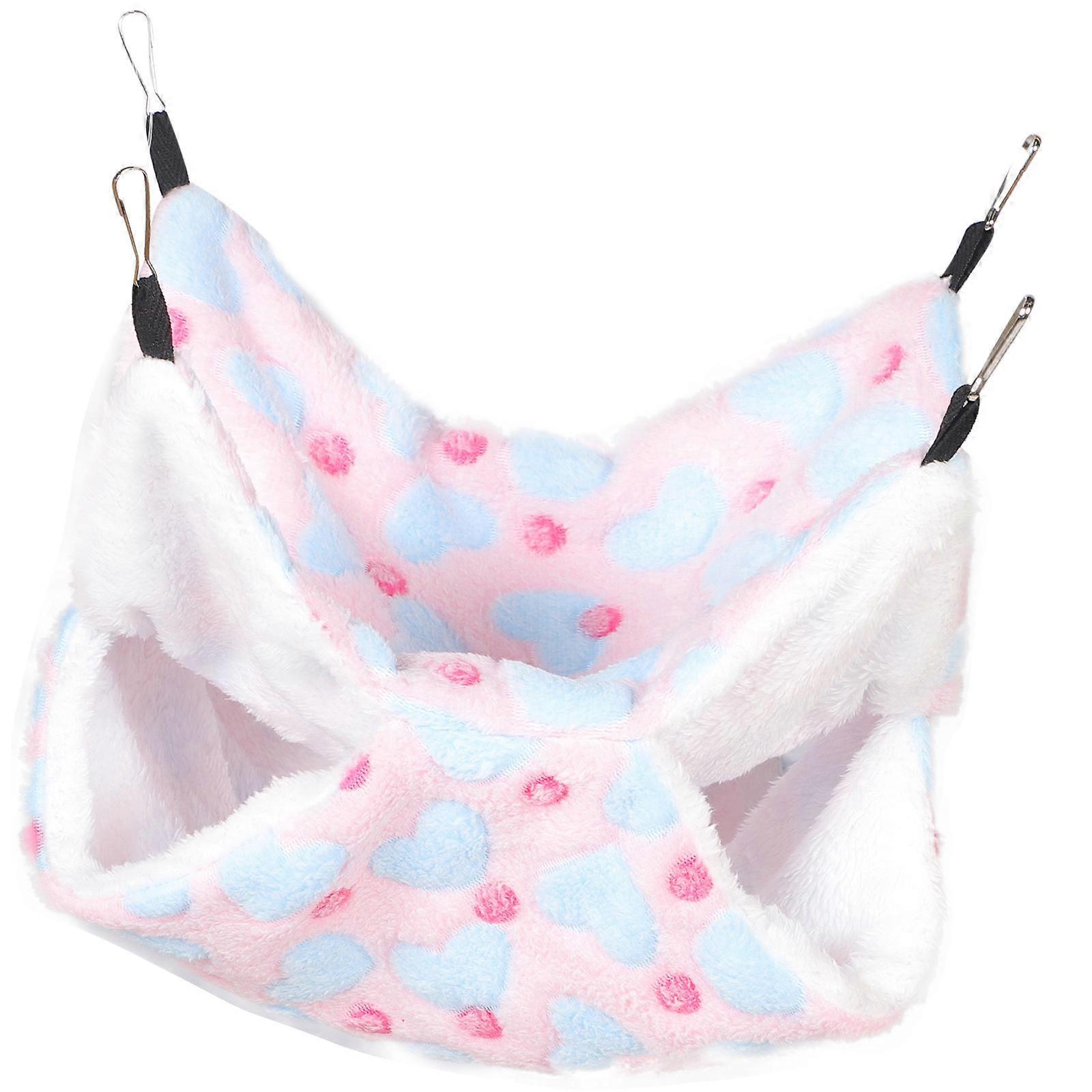 Delicate Hamster Bed Hanging Hammock Pink 34x34cm Double Layered Sleeping Warmth 1Pcs