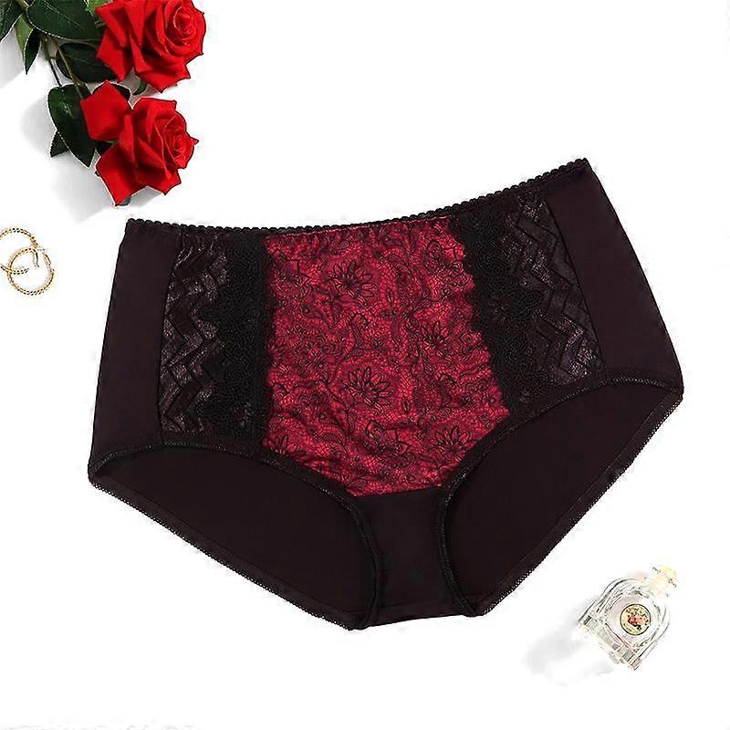 Women Plus Size Panty Mid Waist Lace Floral Print Big Size Brief Intimates Female Underwear 0Xl 1Xl 2Xl 3Xl 4Xl 5Xl