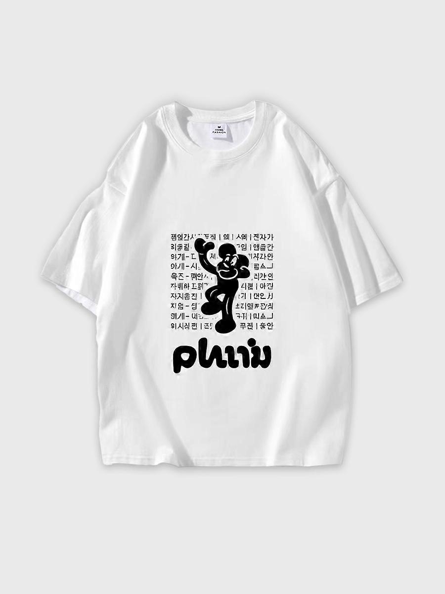 T-shirt round neck Animation Pattern loose short sleeve E1476